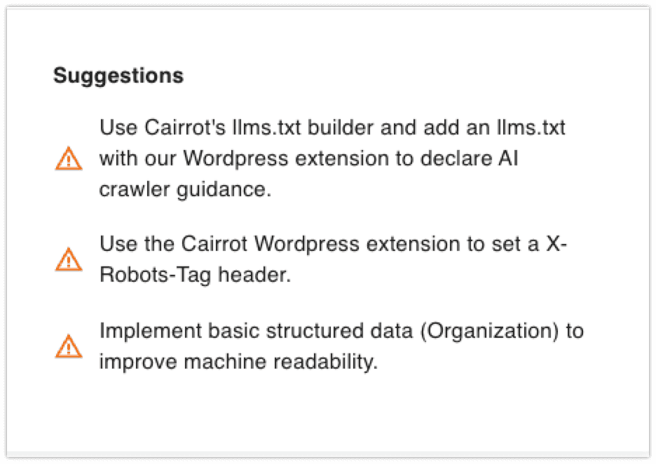 ai optimization suggestions from cairrot