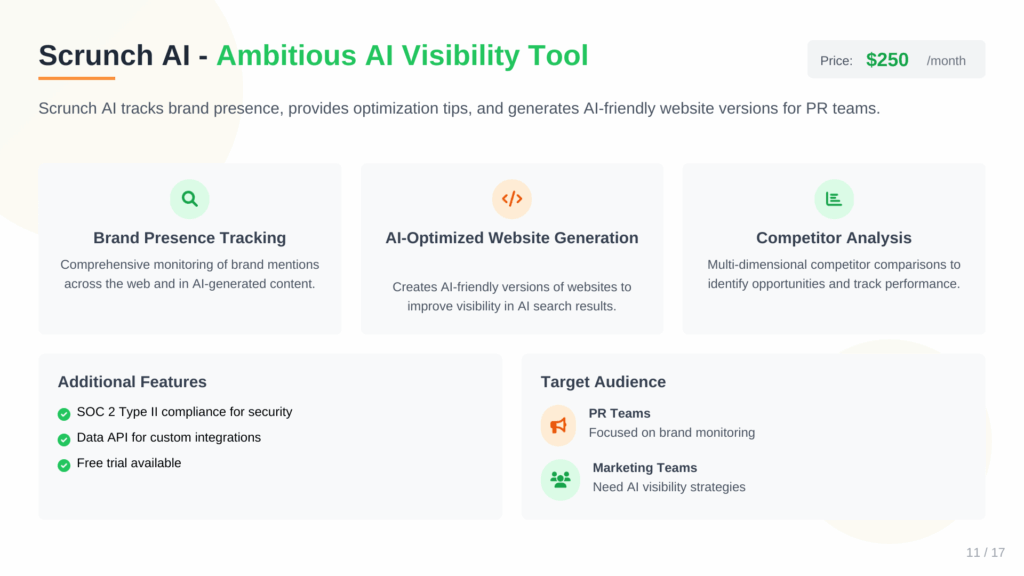 scrunch ai review (comparison of ai visibility tools)