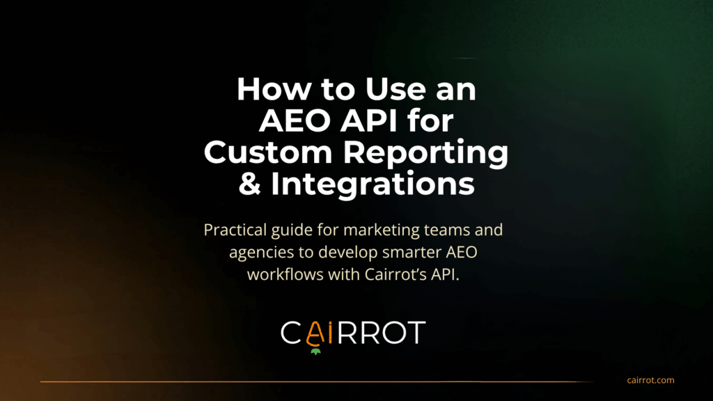 AEO API for custom reporting dashboards and integrations