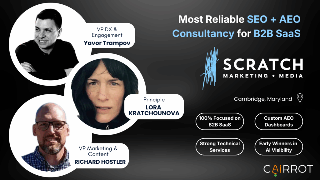 Best AEO consultants for B2B SaaS (Scratch Media + Marketing)