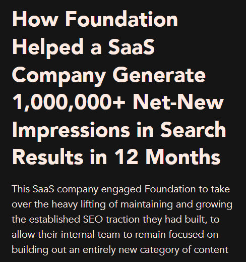 Foundation Case Study Generate 1 Million Net-New Impressions