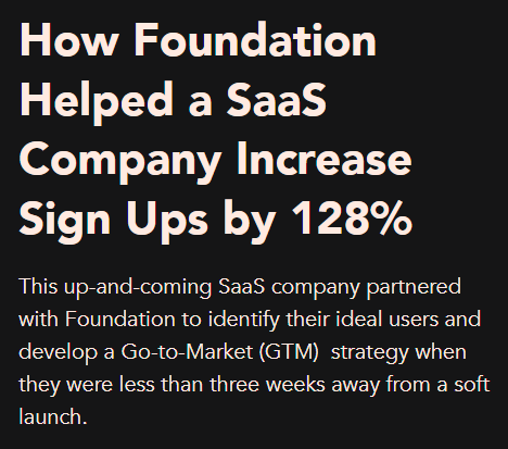 Foundation Case Study Sign Up Increase By 128