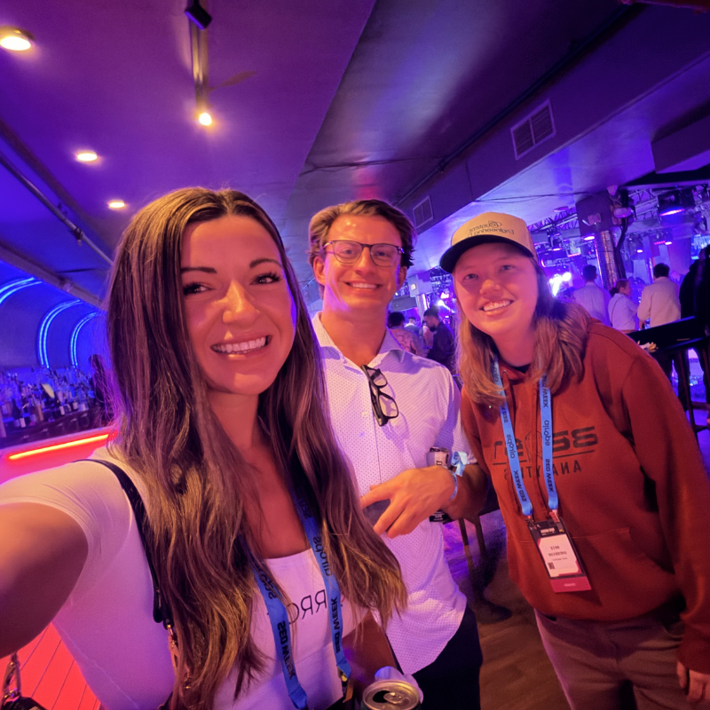 brie anderson (beast analytics) with connor kimball (ceo of cairrot) at seo week 2026 after party in nyc