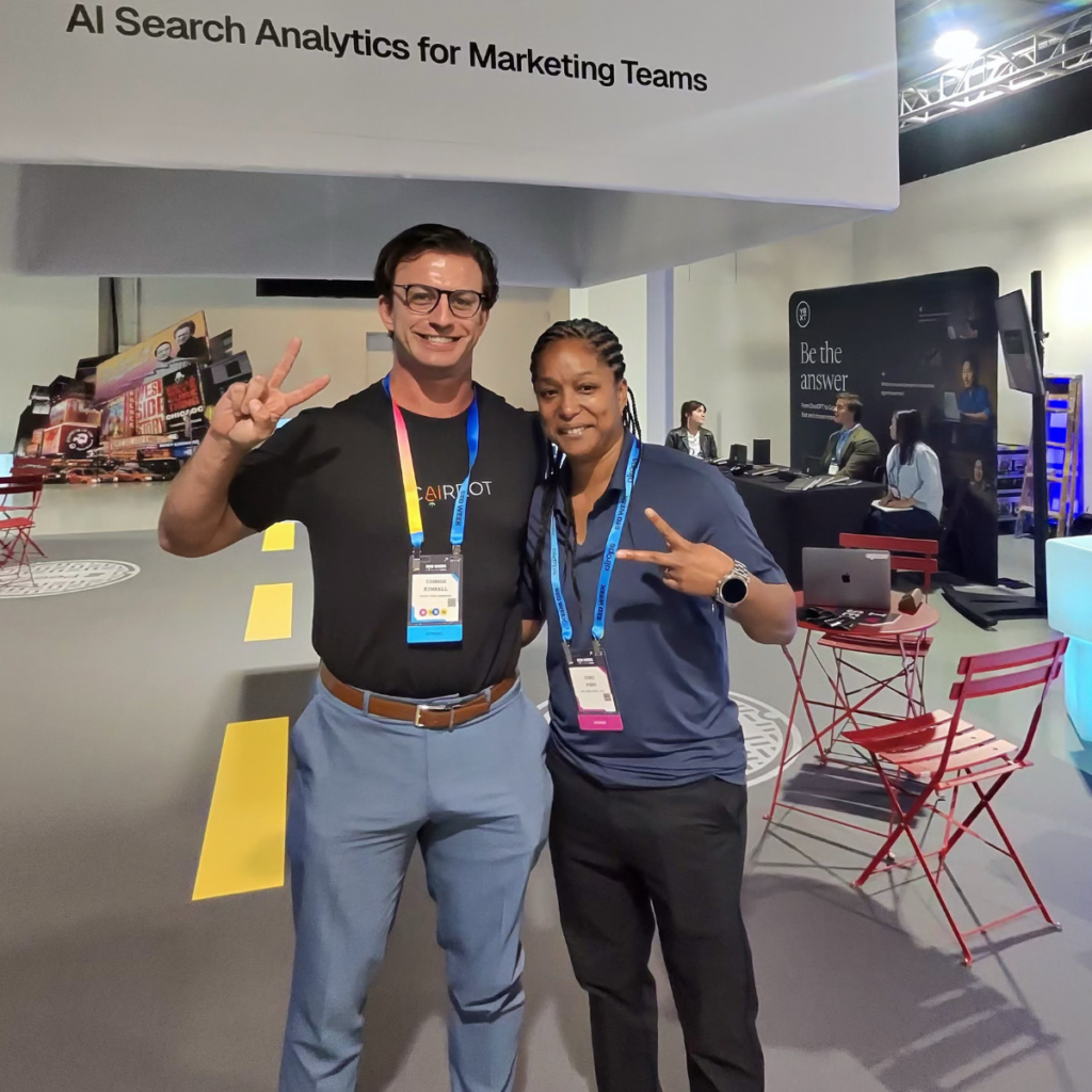 jori ford (seo speaker and cmo of foodboss) with connor kimball at seo week 2026