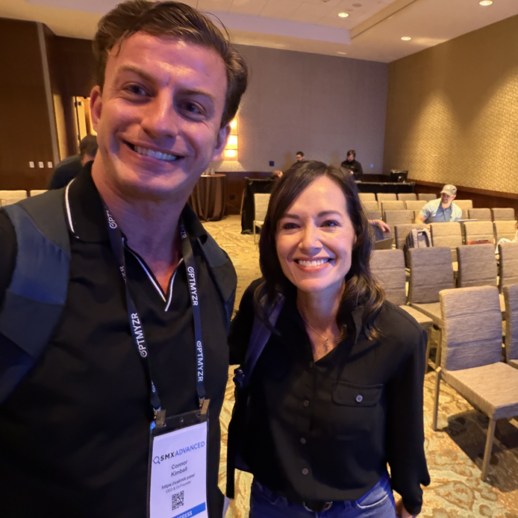 SMX Advanced Boston Review (2026): Top Speakers and Conference Highlights monica ho (cmo of soci) and connor kimball (ceo of cairrot) at smx advanced boston 2026