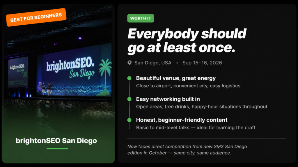 brightonseo in san diego is the best for beginners + networking