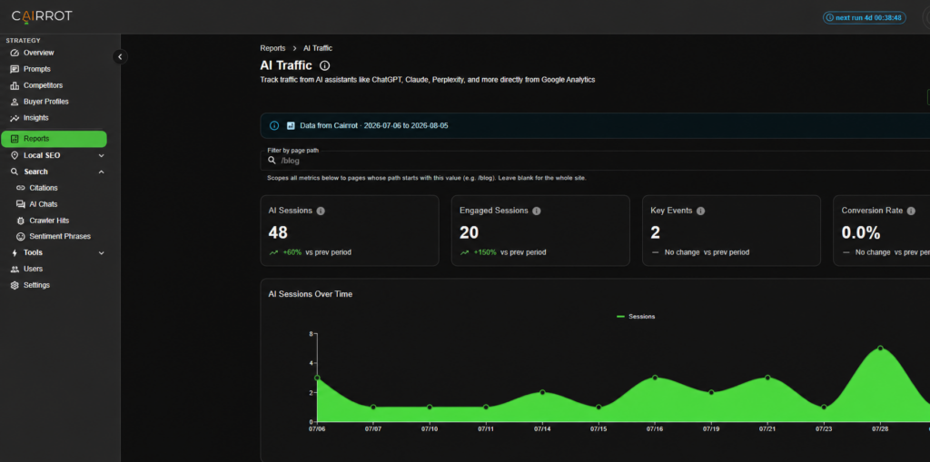 How to Track AI Conversions in Cairrot (GA4 + Search Console Setup) cairrot tracking ai overview