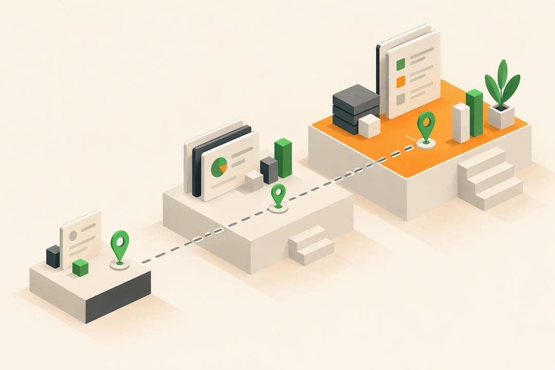 Isometric platforms representing AEO pricing scope