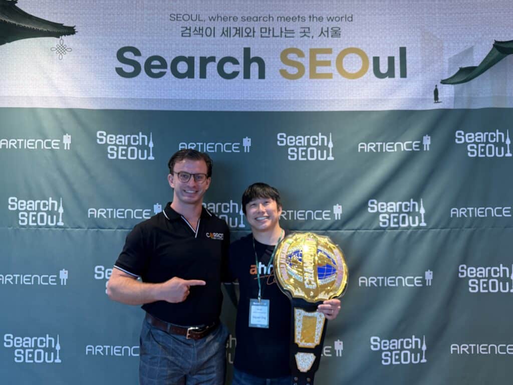 best seo educators si quan ong (ahrefs) and connor kimball (cairrot) at search seoul 2026
