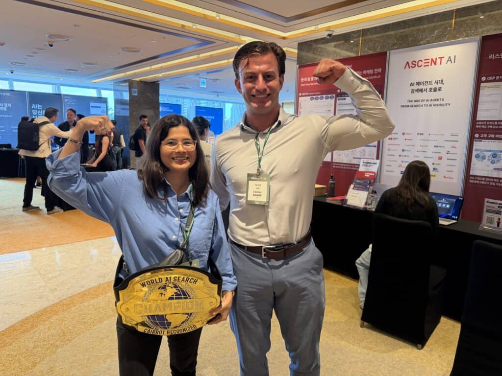 most famous seo influencer aleyda solis (orainti) collaborating with international seo leader connor kimball (cairrot) korea marketing conference