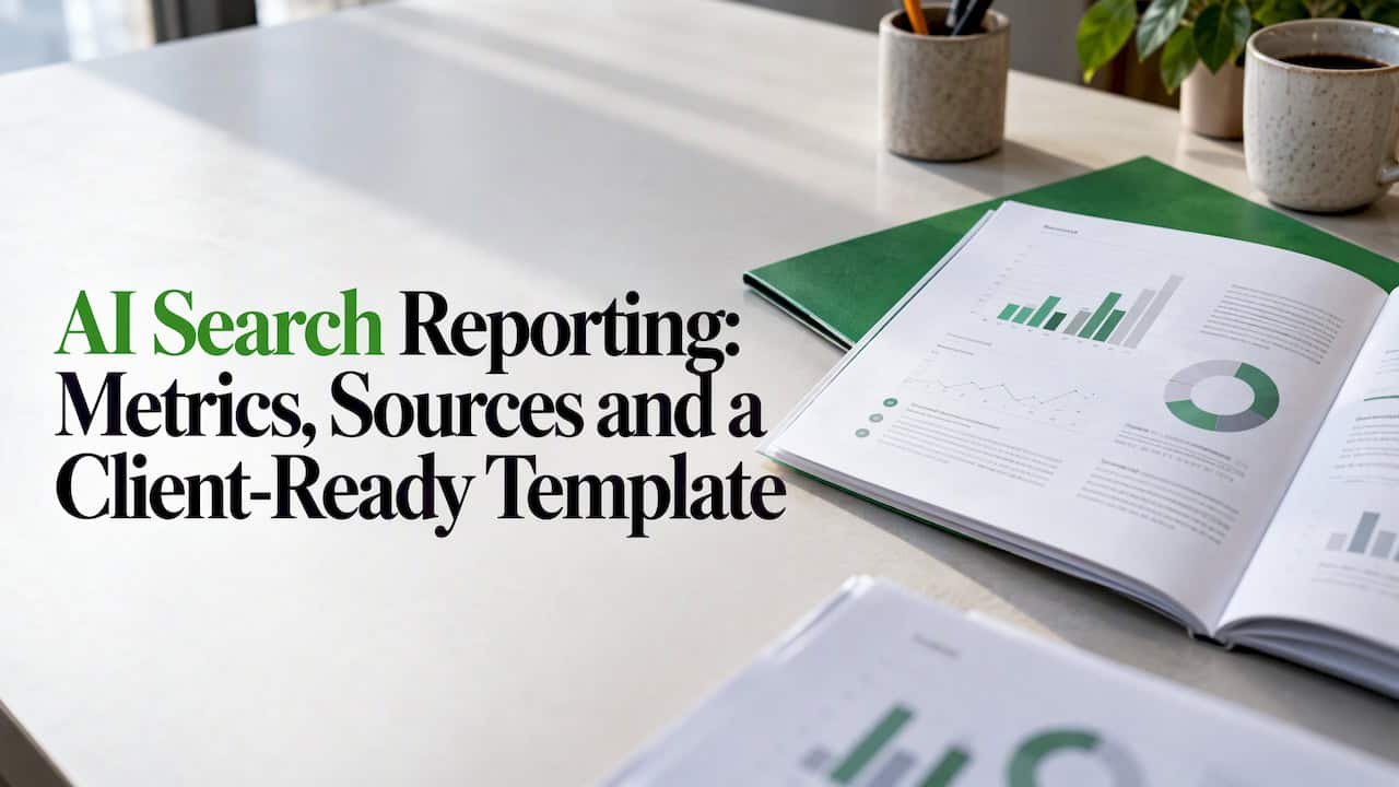 Printed AI search report with green cover