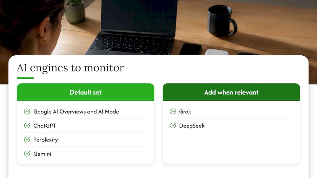 AI Search Reporting: Metrics, Sources and a Client-Ready Template Default and optional AI search engines