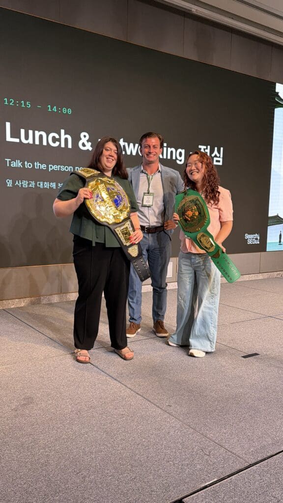 korea seo conference hosts with connor kimball (michaela park)